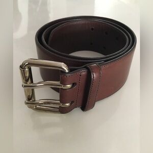 Ralph Lauren Brown Leather Silver Buckle Belt. Like New.
